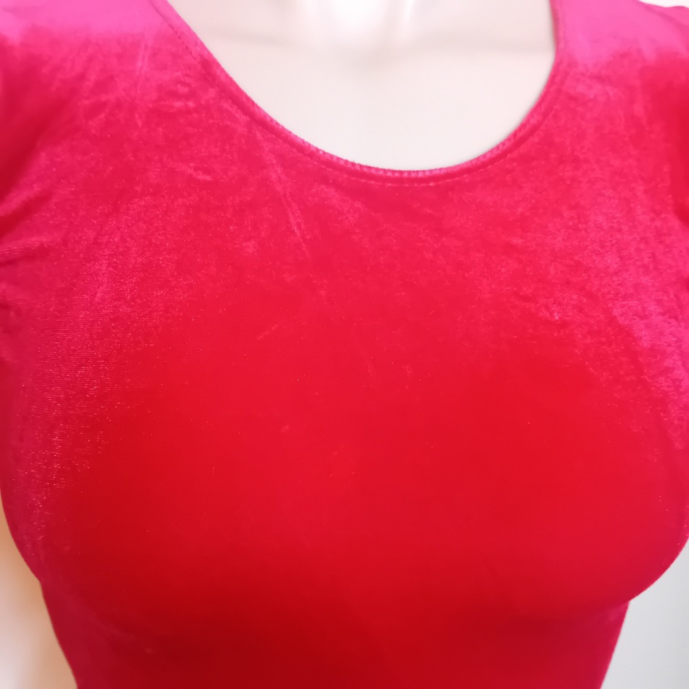 NWT Y2K American Apparel Velvet Crop Top Short Sleeve Tee Shirt Bloody Red‎ XS - Picture 6 of 16